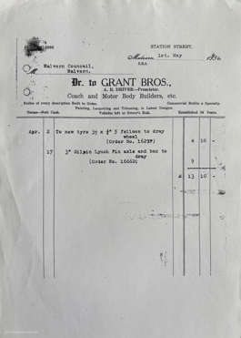 ‘Grant Bros., A. R. Driver Proprietor’, Station Street Malvern S.E.4., invoice from 1 May 1936.