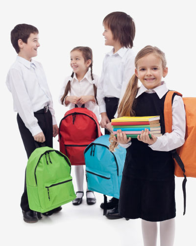 4 school children are ready for school